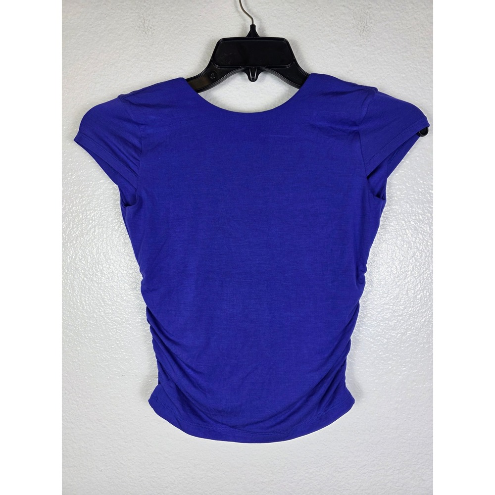 Blogilates Love Story Cap Sleeve Ruched Tie Back Top Royal Blue Size XS